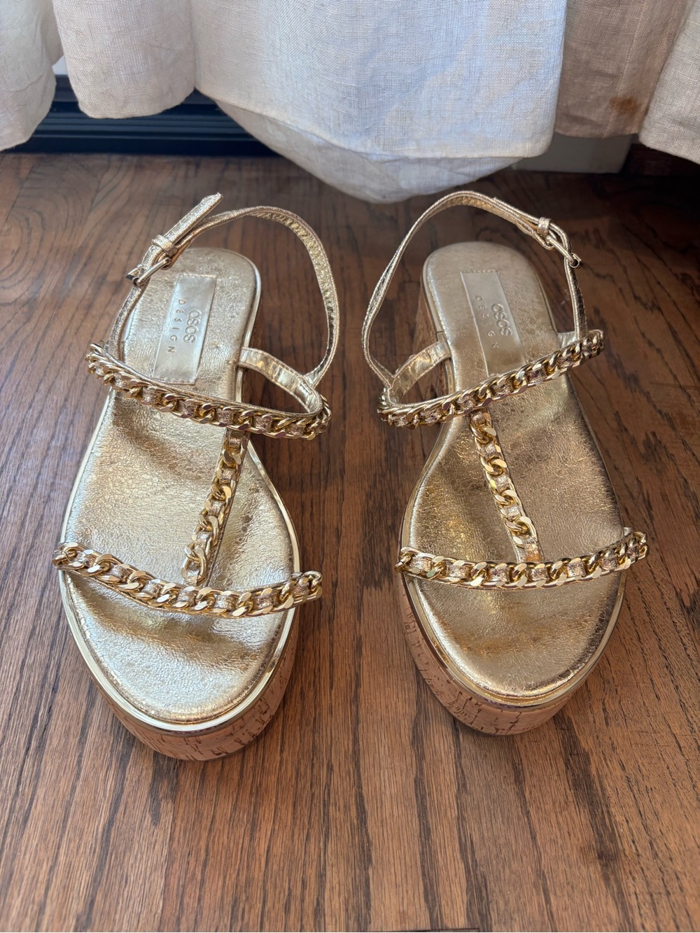 ASOS New Gold Chain-Trim Espadrille Platforms
